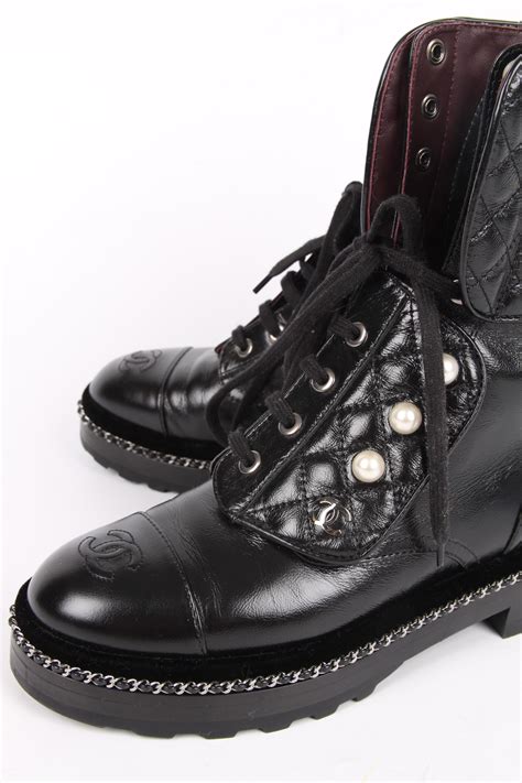 chanel short black boots|chanel combat boots.